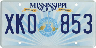 MS license plate XKO853