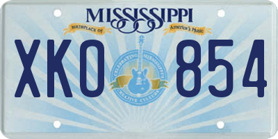MS license plate XKO854