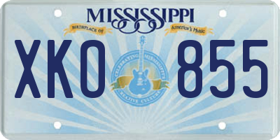 MS license plate XKO855