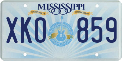 MS license plate XKO859