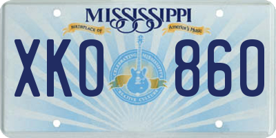 MS license plate XKO860