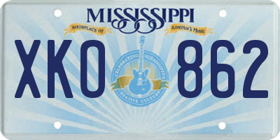 MS license plate XKO862