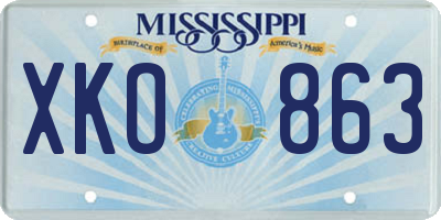 MS license plate XKO863