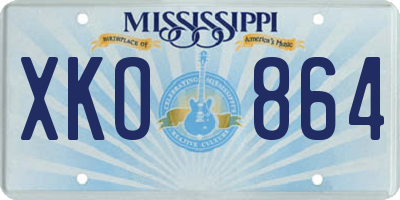 MS license plate XKO864