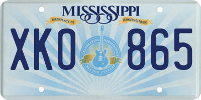 MS license plate XKO865