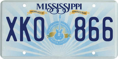 MS license plate XKO866