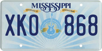 MS license plate XKO868