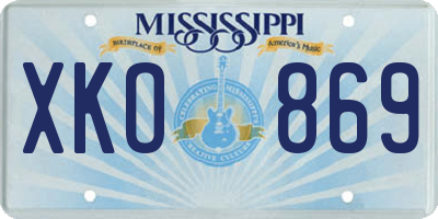 MS license plate XKO869