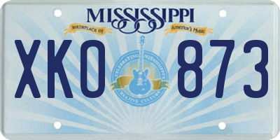 MS license plate XKO873