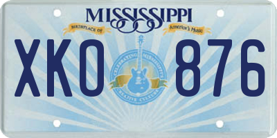 MS license plate XKO876