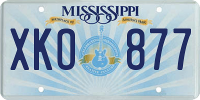MS license plate XKO877