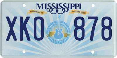 MS license plate XKO878