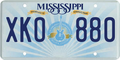 MS license plate XKO880