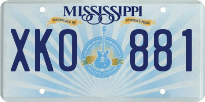 MS license plate XKO881