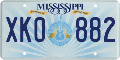 MS license plate XKO882