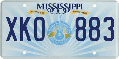 MS license plate XKO883