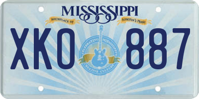 MS license plate XKO887
