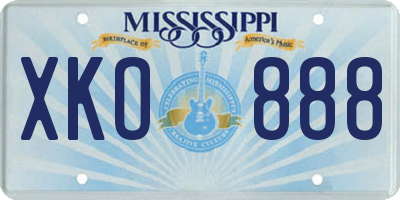 MS license plate XKO888