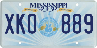 MS license plate XKO889