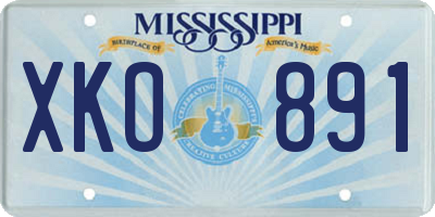 MS license plate XKO891