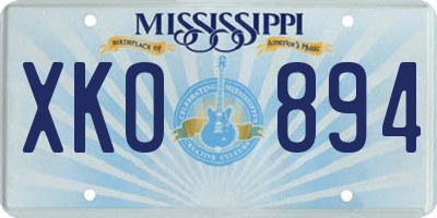 MS license plate XKO894