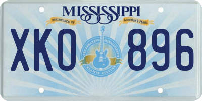MS license plate XKO896