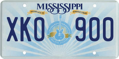 MS license plate XKO900