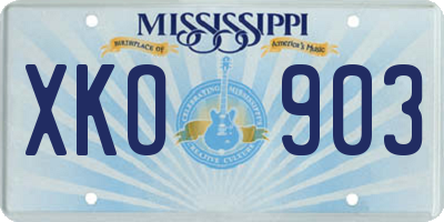 MS license plate XKO903