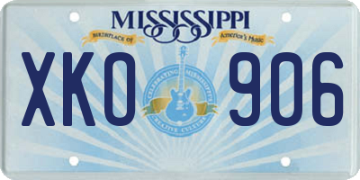 MS license plate XKO906