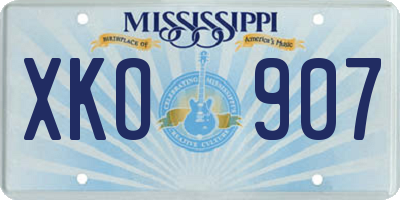 MS license plate XKO907