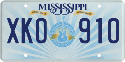 MS license plate XKO910
