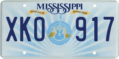 MS license plate XKO917