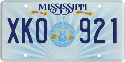 MS license plate XKO921