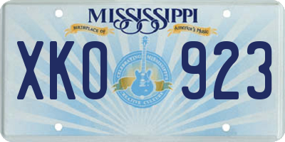 MS license plate XKO923