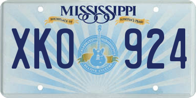 MS license plate XKO924