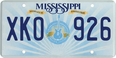 MS license plate XKO926