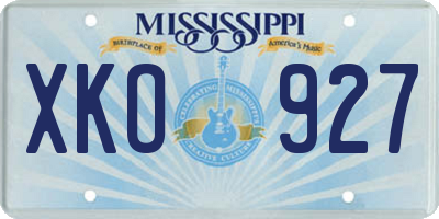 MS license plate XKO927