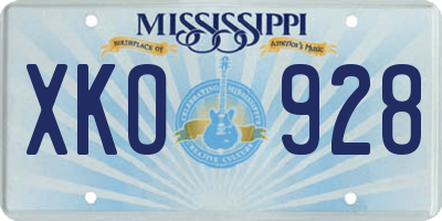 MS license plate XKO928
