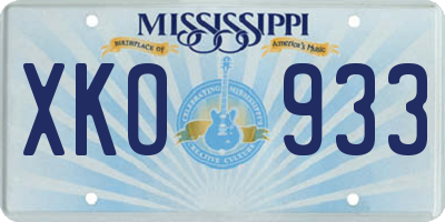 MS license plate XKO933
