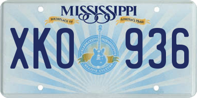 MS license plate XKO936