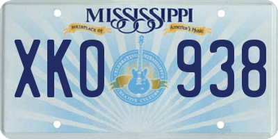 MS license plate XKO938