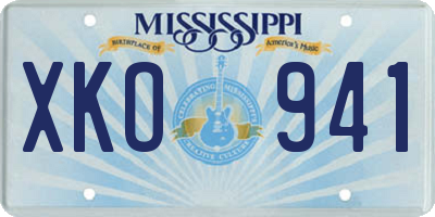 MS license plate XKO941