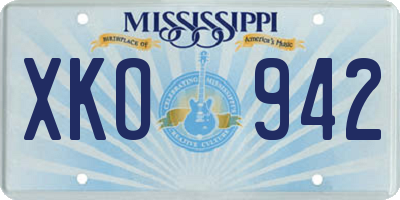 MS license plate XKO942