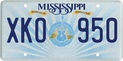 MS license plate XKO950