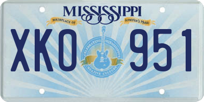MS license plate XKO951