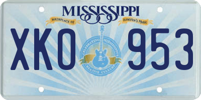 MS license plate XKO953