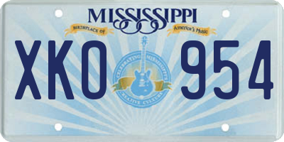 MS license plate XKO954