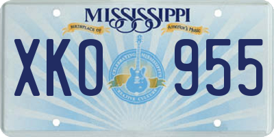 MS license plate XKO955