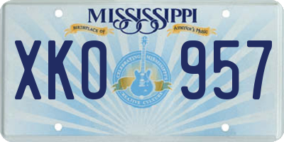 MS license plate XKO957
