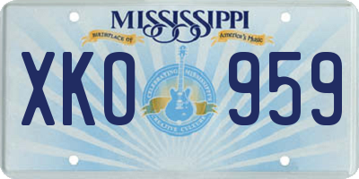 MS license plate XKO959